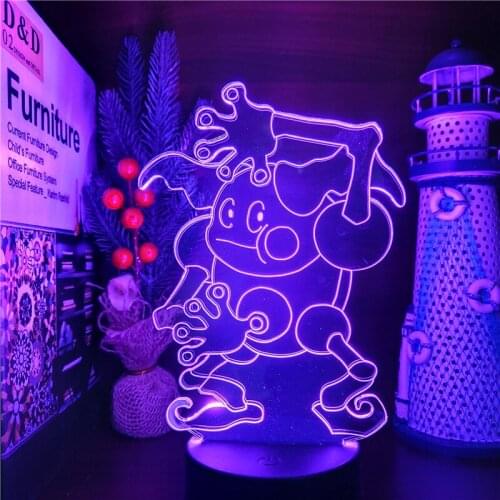 Pokemon Mr.Mime 3D Lamp Anime Figure LED Lampara Pikachu Anime Figure Lampara Takara Tomy Neon Sunset Lampe Children Gift Lamps
