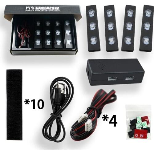 4pcs/set Touch Sound Control Car USB LED Starry Lights RGB Music Rhythm Atmosphere Auto Interior Lamp Colorful