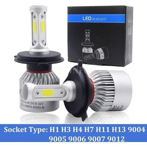 100Pcs/Lot 50Pair Car Led Headlight Bulbs Lamp H4 H7 H11 H8 HB4 H1 H3 Auto High Low Beam 6000K 6500K Light S2