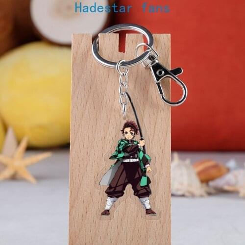 10 Pcs/lot Demon Slayer Kimetsu no Yaiba Anime Acrylic Keychain Kamado Tanjirou Nezuko Pendant Keyring Fans Gift Size 5.5cm