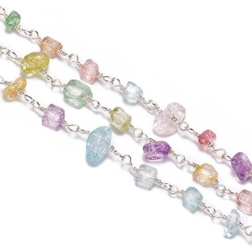 Handmade Glass Beaded Chains Unwelded Colorful for Necklaces Bracelets Anklet Making DIY Jewelry Findings Accessories