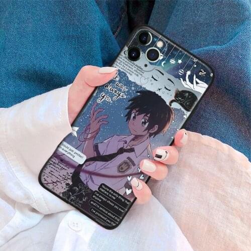 YOUR NAME anime movie boy For IPhone Se 6 6s 7 8 Plus X XR XS 11 12 Mini Pro Max Glass TPU Soft Silicone Phone Case Cover Shell