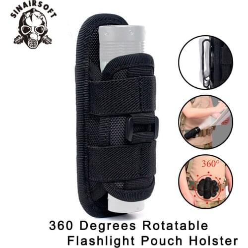 Tactical 360 Degrees Rotatable Flashlight Pouch Holster Torch Case for Belt Portable Cover Holder Hunting Lighting Accessories
