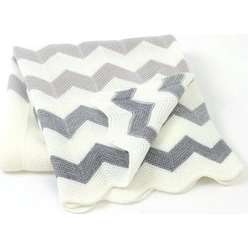 Baby Blanket Knitted Newborn Swaddle Wrap Envelopes Stripe Infant Basket Blanket Summer Air Conditioning Toddler Bedding Quilts