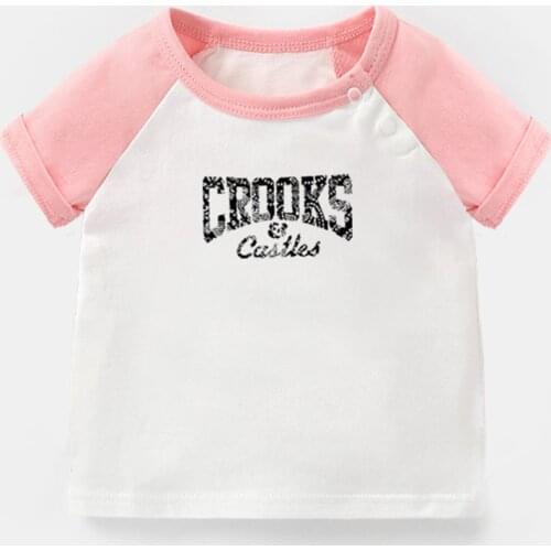 Punk Crooks and Castles Graffiti Art Design Newborn Baby T-shirts Toddler Graphic Raglan Color Short Sleeve Tee Tops