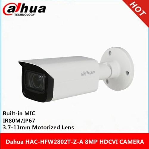 Dahua HAC-HFW2802T-Z-A 8MP IR80M Starlight 3.7-11mm motorized zoom lens built-in mic HDCVI Camera HD/SD switchable