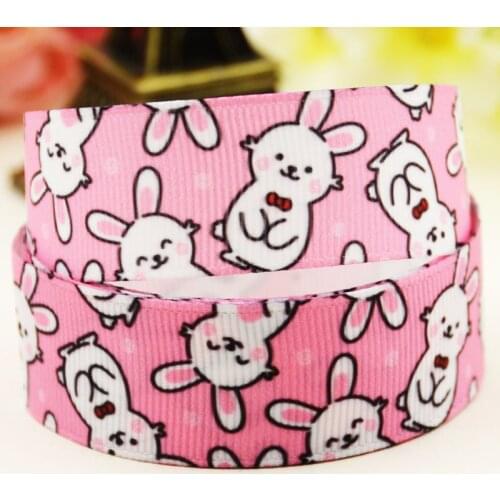 22mm 25mm 38mm 75mm Rabbit cartoon printed Grosgrain Ribbon party decoration 10 Yards X-04274