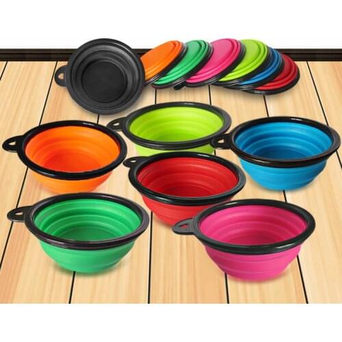 Pet Soft Dog Bowl 1PC Folding Silicone Travel Bowl for Dog Portable Collapsible Folding Dog Bowl for Pet Cat Food Water Feeding