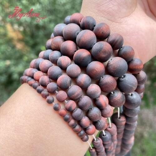 4/6/8/10/12mm Natural Tigers Eye Red Frost Round Stone Beads Loose Spacer For Jewelry Making DIY Necklace Bracelets Strand 15"