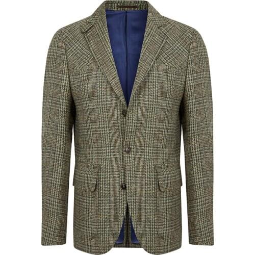 Man Suit Top Plaid Casual Singal Breasted Warm V-Neck Business Woolen For Thick Male Notched Fashion Jacket