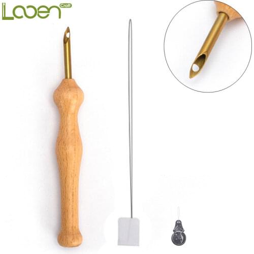 Looen Magic Embroidery Pen Punch Needle Set For Chunky Yarns DIY Weave Wood Handle Rug Yarn Needle Embroidery Sewing Tools