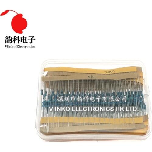 600pcs/lot 30Values* 20pcs 1% 1/4W resistor pack set diy Metal Film Resistor kit use colored ring resistance (10 ohms ~ 1M ohm)