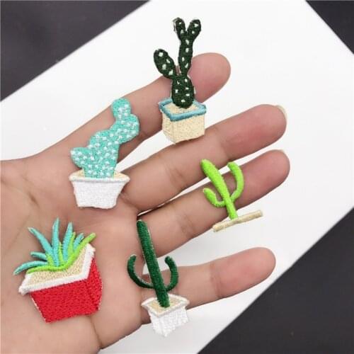 New Arrival Cactus Flowers Sticker DIY Embroidered Floral Plants Clothing Patches for Cloth Sewing Ironing Garment Accessory