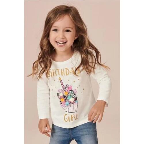 2-7 Years Children Kids Tops New Spring Baby Boy Girls Long Sleeve Birthday T Shirt Cotton Children Shirts Clothes
