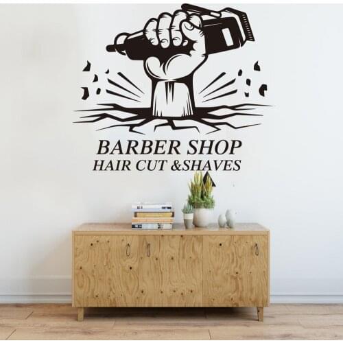 Barber Shop Hand Grooming Salon Hair Cut Shaves Wall Glass Decal Haircut Hair Stylist Barber Shop Hairdresser Window Sticker