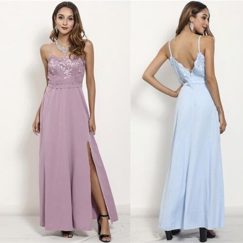 Dresses for Women 2021 Elegant Wedding Formal Dress Fashion Sexy Applique Lace Sling Split Fork Party Evening Maxi Dress