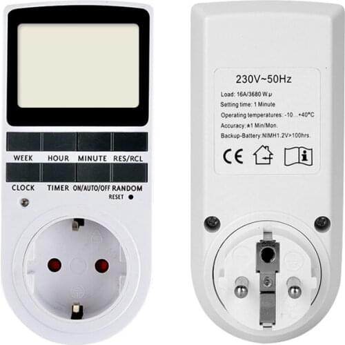 Portable Plug-in Digital Timer Electronic Timer Switch EU Plug Home Kitchen Timer Outlet Programmable Timing Socket LCD Display