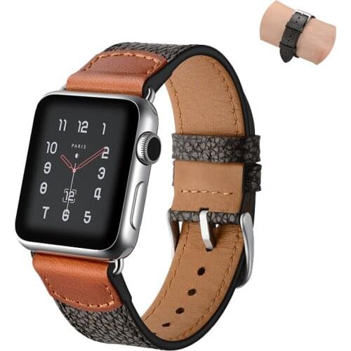 Genuine Leather strap for apple watch 4 5 band 44mm 40mm 42mm 38mm bracelet Stone pattern watchband for iwatch pulseira 5/4/3/2