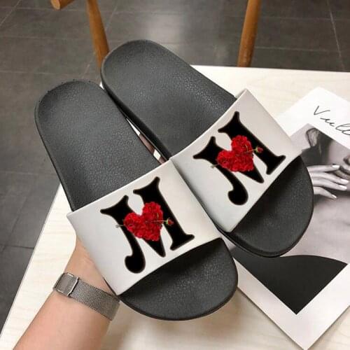 26 alphabet letter Printing women slippers Indoor Ladies slipper Open Toe Slides Womens Beach Shoes Women Footwear Female