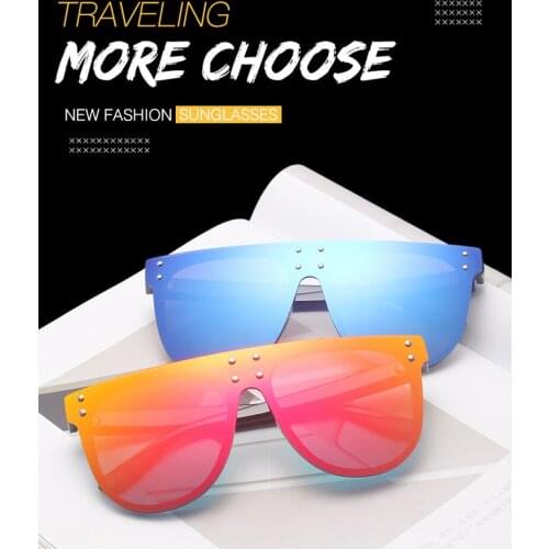 Sunglasses Women 2020 Wholesale Oversized Oval Sunglasses Women Luxury Brand Fashion Flat Top Lens One Piece Men Shade Mirror