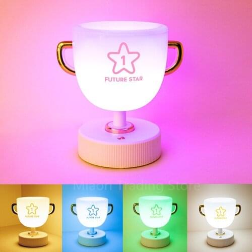 LED Trophy Night Light USB Rechargeable Remote Control Dimming Atmosphere Table Lamp New Creative Pen Holder Childrens Gift