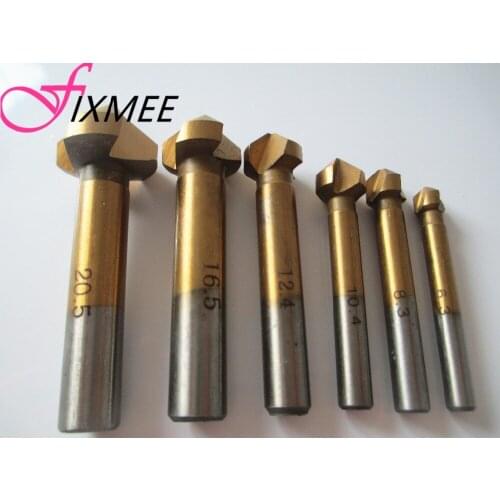 Fixmee Three edge chamfering tin / 20.5/16.5/12.4/10.4/8.3/6.3 titanium screws countersunk drill