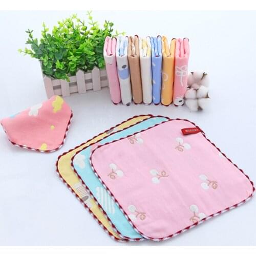 High Quanlity 6 Layers Cotton Baby Towel Cartoon Bear Baby Washcloth Handkerchief Kids Feeding Wipe Cloth Towel