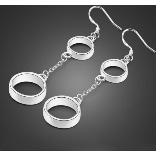 100%925 sterling silver New Fashion Round Dangle Drop Korean Earrings For Women Geometric Round Heart Earring Wedding Jewelry