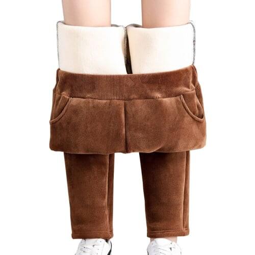 Winter Warm Corduroy Pants Women 2020 New High Waist Casual lambswool Velvet Thick Ladies Trousers Pants Plus size Female