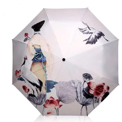 NEW Creative Black Coating Umbrella Three Fold paraguas Women Parasol Anti-uv Waterproof Rain Umbrellas