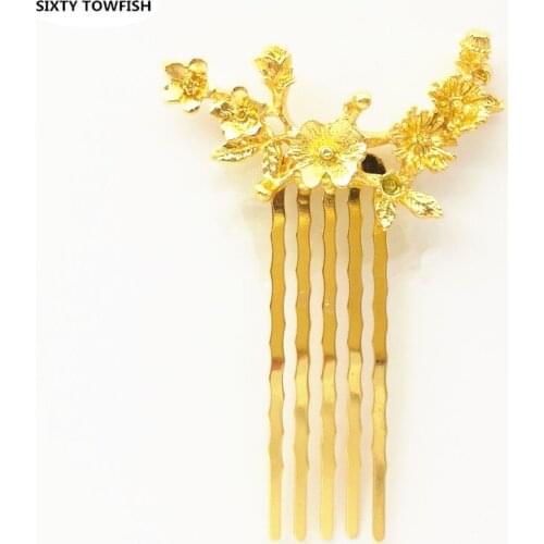 10 Pieces/lot 43X65mm Alloy Silver/Gold color Fancy Hair Combs Fashion Hairwear base Settings Jewelry Accessory