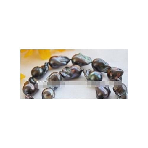 1261 17-18" BLACK BAROQUE KESHI REBORN PEARL NECKLACE