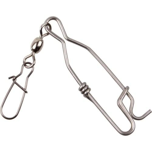 20pcs Strong Tuna longline Fishing swivels Stainless Steel Duo Lock Snap Clip with brass Crane Swivel for jig fishing connector