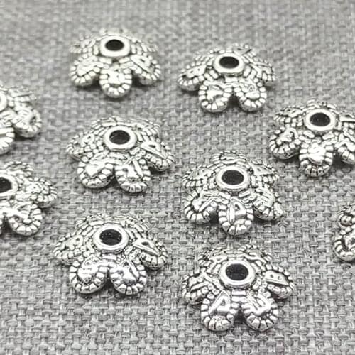 20 Pieces 925 Sterling Silver Om Mani Padme Hum Bead Cap Buddhism Bracelet Spacer