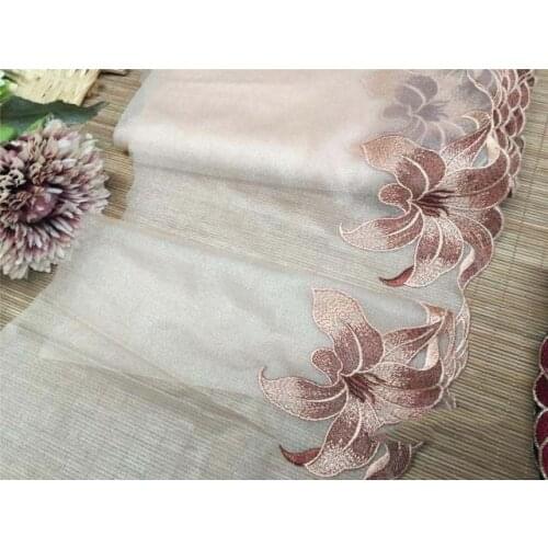 25Yards High Quality Beautiful Embroidery Lace Trim Flower Red Black Bridal Mesh Tulle Fabric DIY Dress Garment Accessories