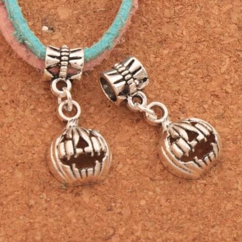 Halloween "Carved Pumpkin" Big Hole Beads 27.4x11.6mm 30PCS Zinc Alloy Dangle Fit European Bracelets B1099
