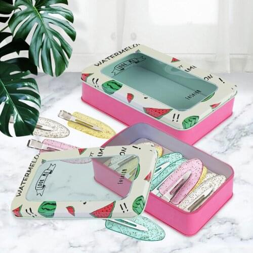 36PCS No Bend Hair Clips Transparent Glitter No Crease Hairclips Hairstyling Bangs Clips with Metal Tin Box for Women Girls