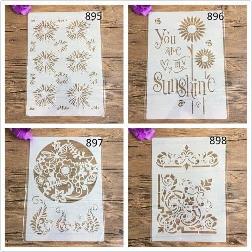 4pcs /set Floral Border A4 Decorative Stencils 29cm DIY Wall Painting Scrapbook Coloring Embossing Albumfor painting and decor
