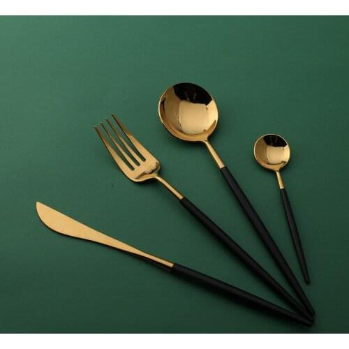 4PC Good Mirror Polished Cheap Flatware Knife Fork Spoon 304 Stainless Steel Travel Portable Tableware Cutlery Set Food Service