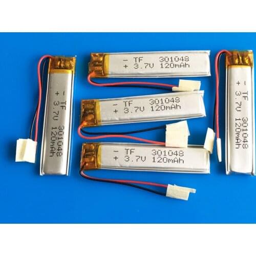 5 pcs 301048 3.7V 120mAh Polymer lithium Lipo battery Rechargeable customized CE FCC ROHS MSDS for MP3 bluetooth headset