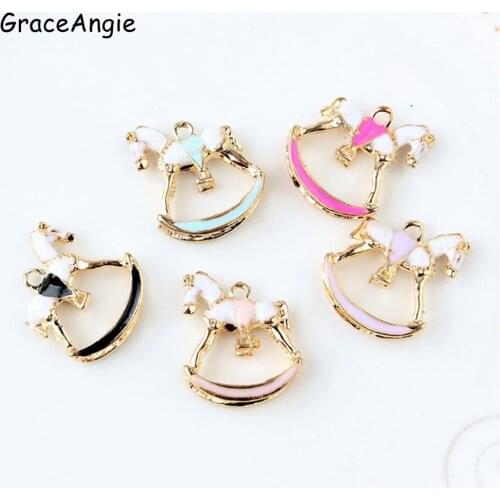 5pcs Oil Drop Zinc Alloy Horse Pendant Enamel Animal Jewelry Handmade Earrings Wholesale Necklace Bracelets Xmas Accessories
