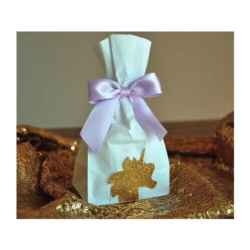 Glitter Unicorn 1st Birthday Baby Shower Favor popcorn Bags with bow wedding party baby shower birthday candy gift holders packs