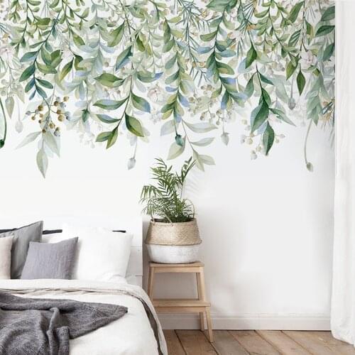 Large Wall Sticker Decoration Green Foliage Leaves Botanical Wall Stickers for Living Room Nursery Decor Decal Art Mural Gift