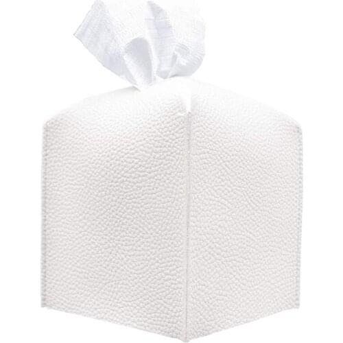 Tissue Box Cover, Refined Modern PU Leather Square Tissue Box Holder - Decorative Holder/Organizer