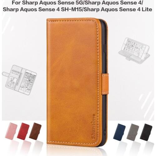 Flip Cover For Sharp Aquos Sense 5G Case Luxury With Magnet Wallet Case For Sharp Aquos Sense 4 SH-M15 Sense 4 Lite Phone Cover