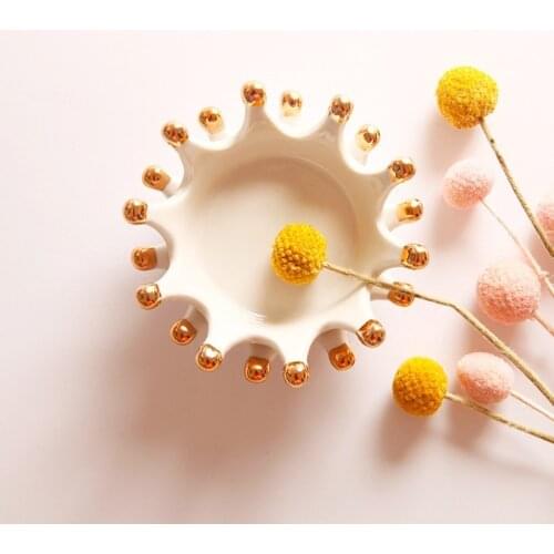 Crown Shape Ceramic Jewelry Plate Hand-painted Storage Tray Decorative Tray Table Dish Decoration