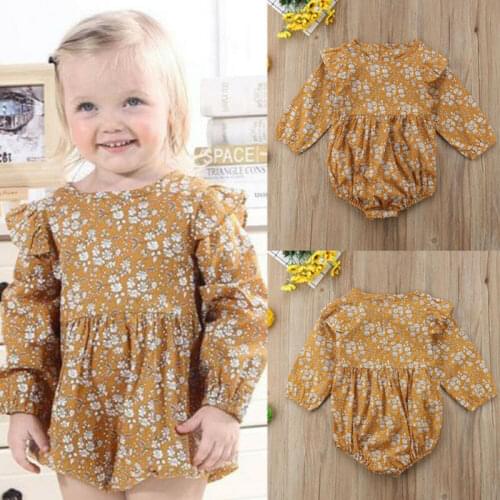 Pudcoco 2020 Newborn Baby Girl Long Sleeve Bodysuit Jumpsuit Outfits Clothes 0-3T
