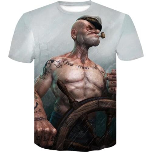 Hot sale Anime popeye 3D Print tshirt 2021 Summer Streetwear T shirt Cartoon Unisex t shirt Cartoon harajuku T-shirt camisetas