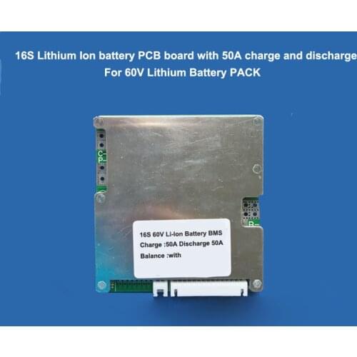 16S Li ion battery battery BMS with 50A constant discharge current for 67.2V or 60V PCB Lithium ion Battery Pack