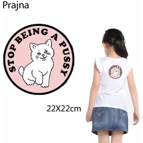 Prajna Cat Kawaii Stickers On Clothes Thermo Patch Animal Cartoon Lovely Cat Patches For Kids Washable Household Iron-on Patch D